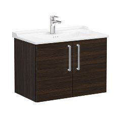 Vitra Root 68164 Lavabo Dolabı, Kapaklı, 80 cm, Ceviz, Klasik Lavabolu